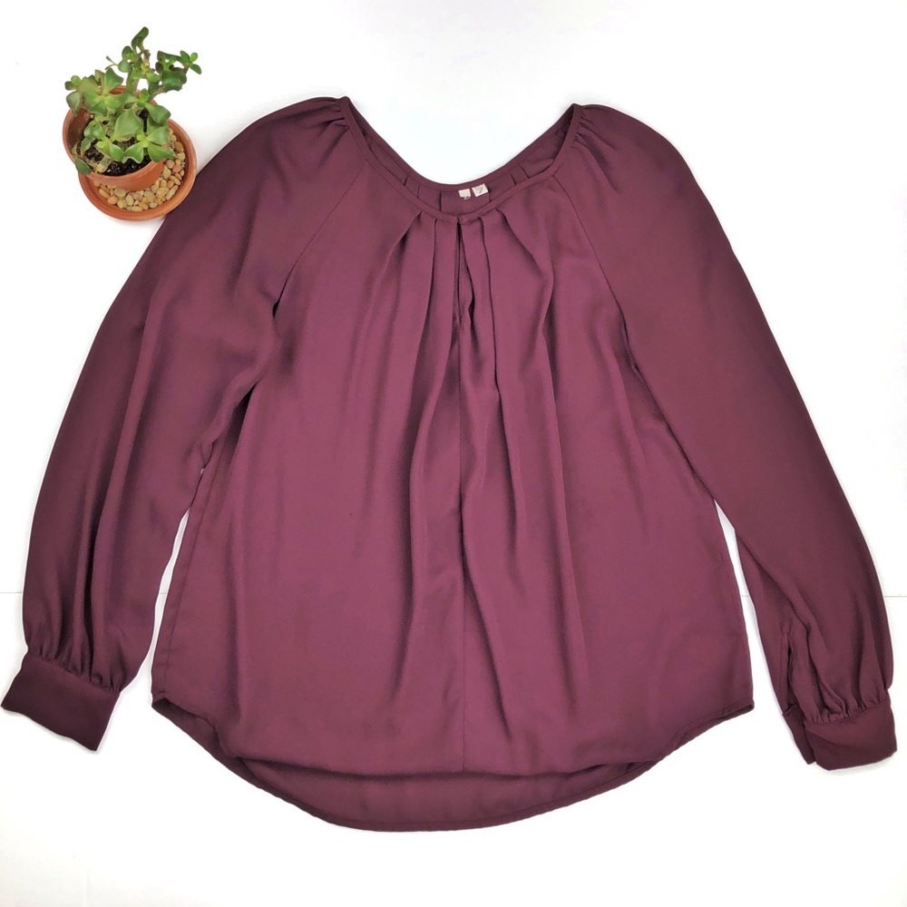 Boutique Boho Pleated Oversized Long Sleeve Blouse - Picture 2 of 8
